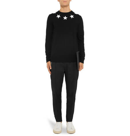 2016/17新着人気 GIVENCHY スターアップリケ ウールセーター 黒